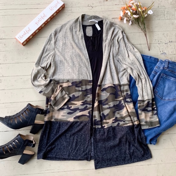 Sweaters - LAST ONE 🔥 Olive black Marled waffle knit duster